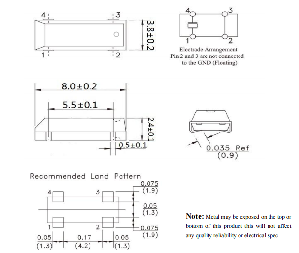 PMX206 Lead-Free 8038 SMD crystal